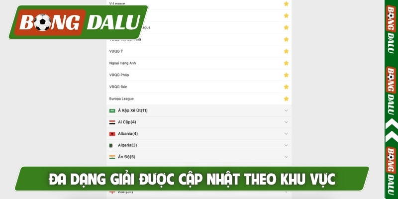 Đa dạng giải được cập nhật theo khu vực